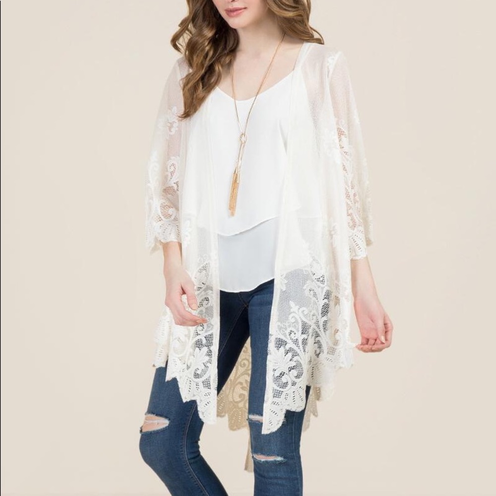 White Lace Kimono, NWOT